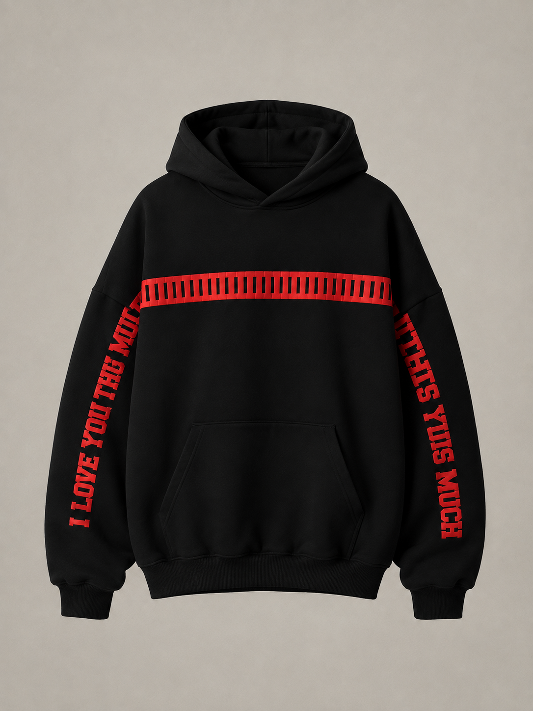 I Love You This Much Black Oversized Hoodie,,