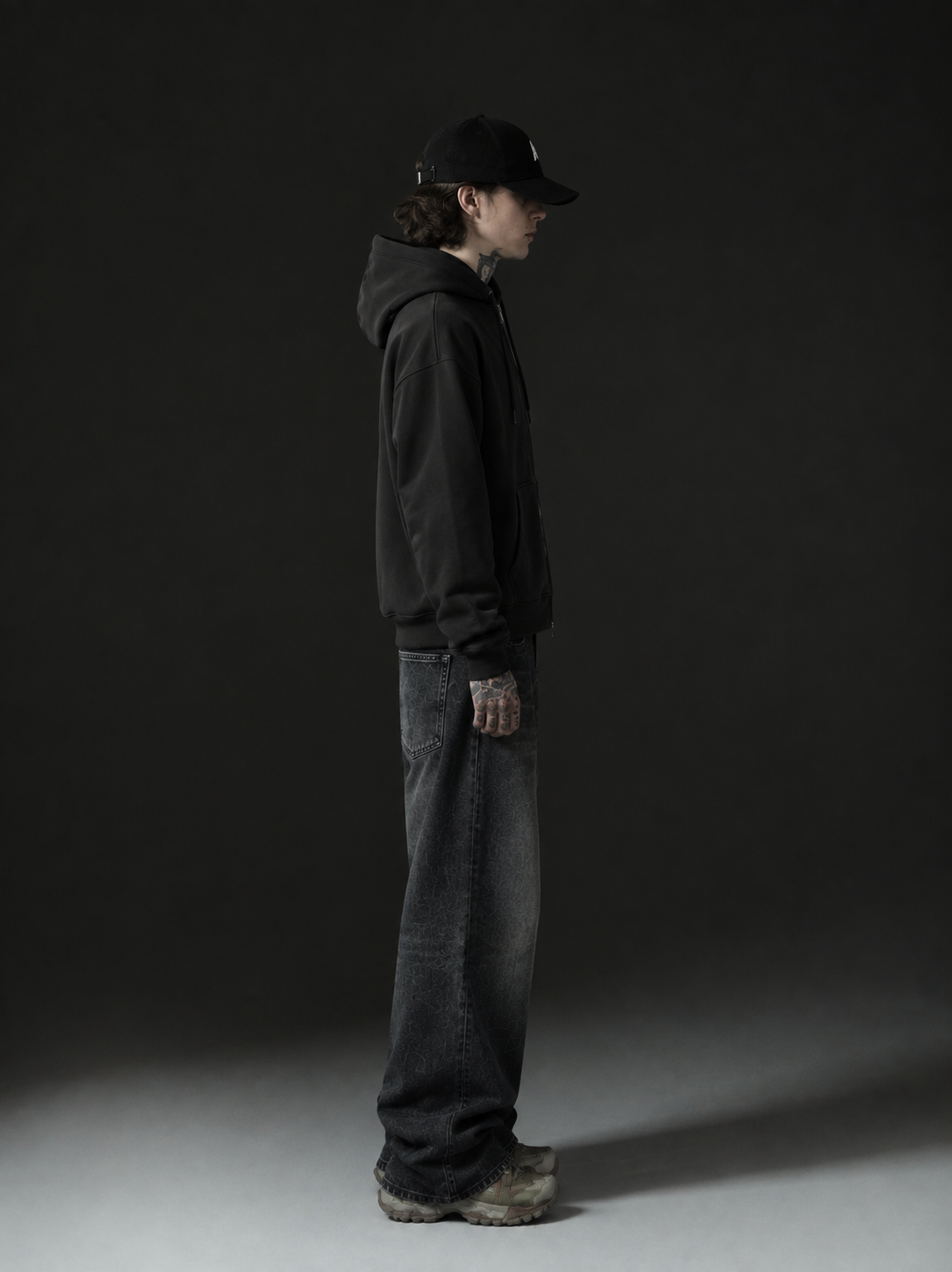 Black Zip-Up Oversized Hoodie