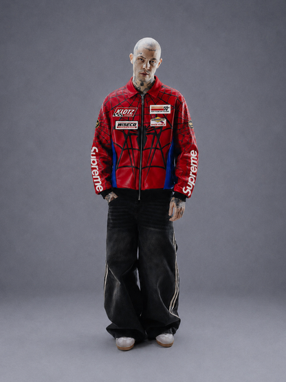 Supreme Spiderman Leather Jacket