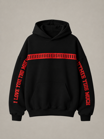 I Love You This Much Black Oversized Hoodie,,