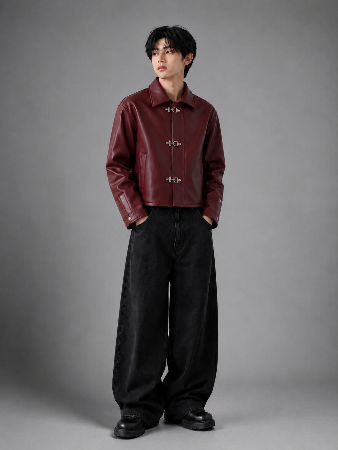 Cipher Clasp Leather Jacket