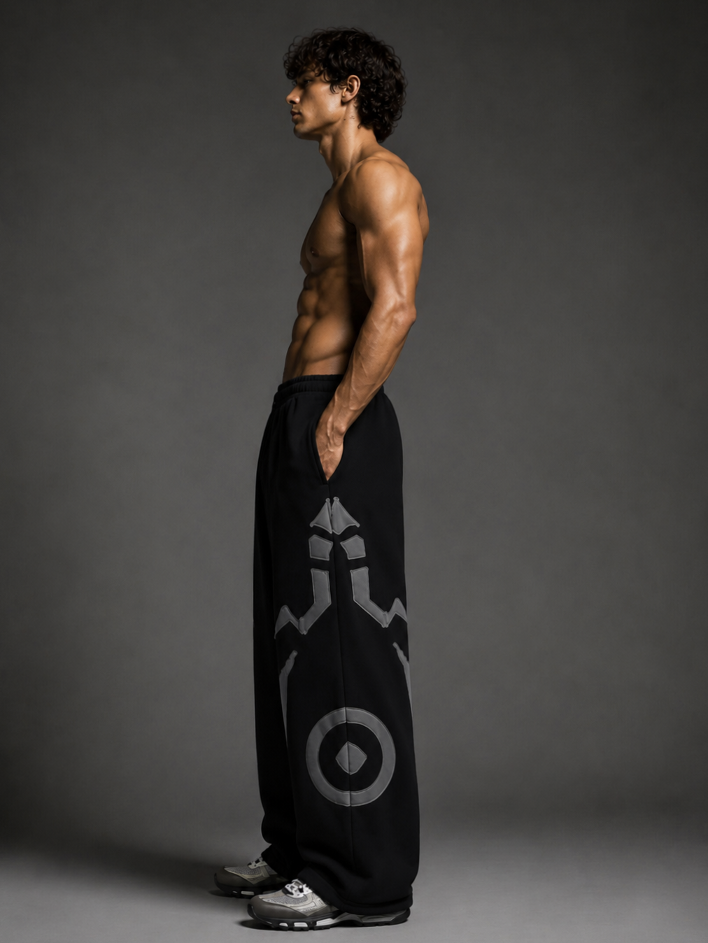 Black Graphic Baggy Pants