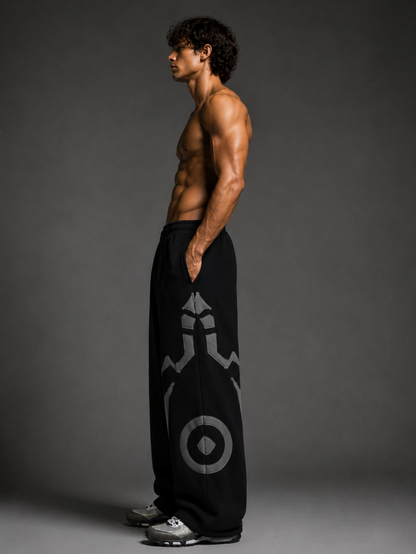 Black Graphic Baggy Pants