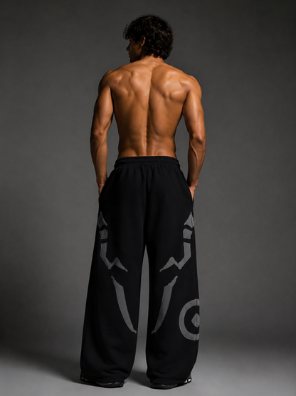 Black Graphic Baggy Pants