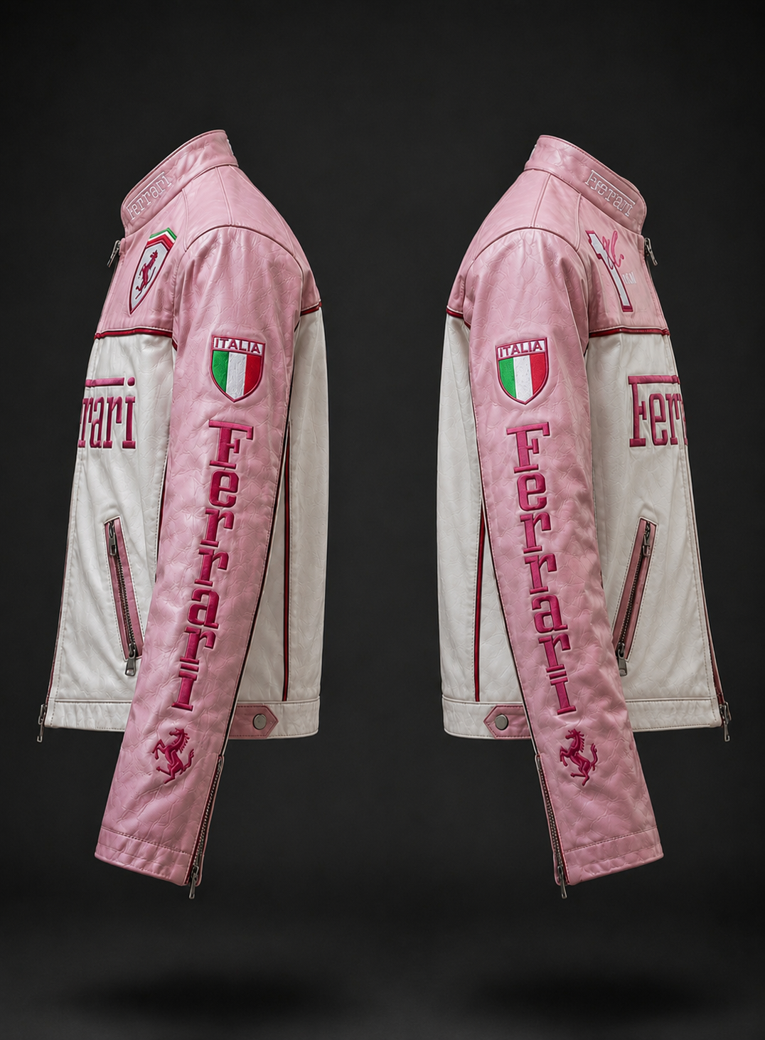 Pink Ferrari Leather Jacket