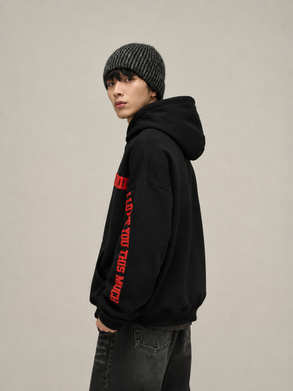 I Love You This Much Black Oversized Hoodie,,
