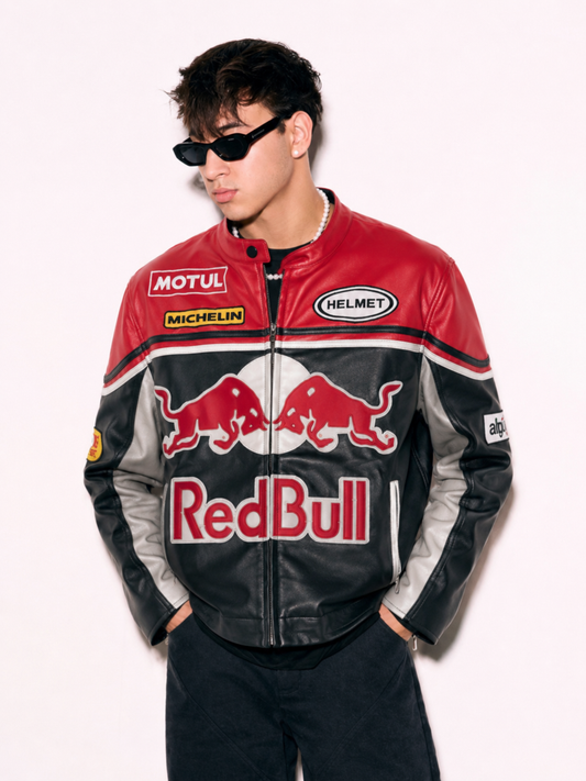 Red Bull Leather Jacket – Premium F1 Racing Style